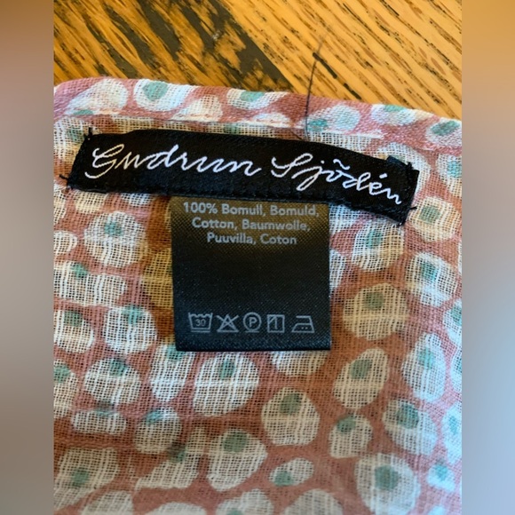 Gudrun Sjoden Cotton Scarf Shawl mixed fabric Striped dots floral 78”x19” - Picture 2 of 8